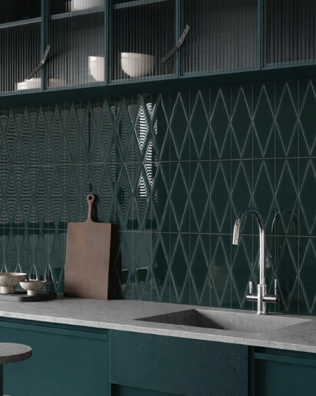 Hand-carved textured marble subway tiles